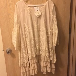 Lacy ruffle tunic paisley vine  by sassy bling